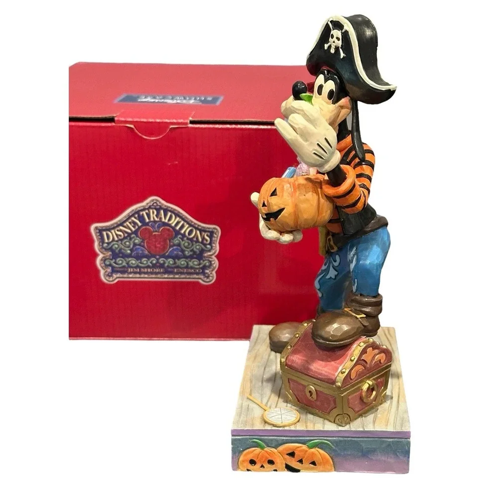 Disney‎ Jim Shore Goofy Pirate Halloween Captain Skeleton Pumpkin Figurine